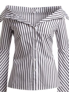 Caroline Constas White & Black Stripe Off-Shoulder Blouse – M
